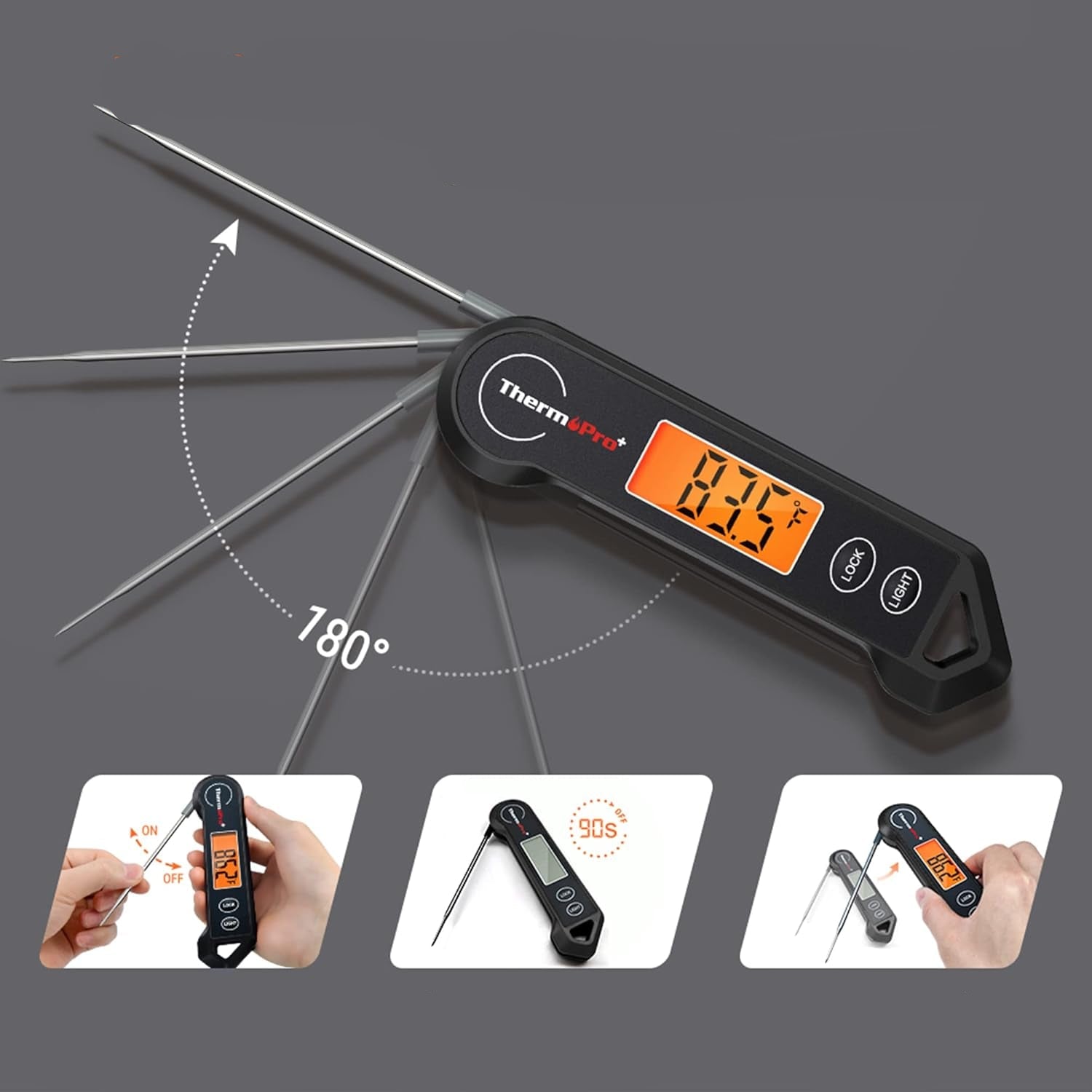 BowLift | Digital Meat Thermometer – Waterproof, Instant Read & Ambidextrous Design