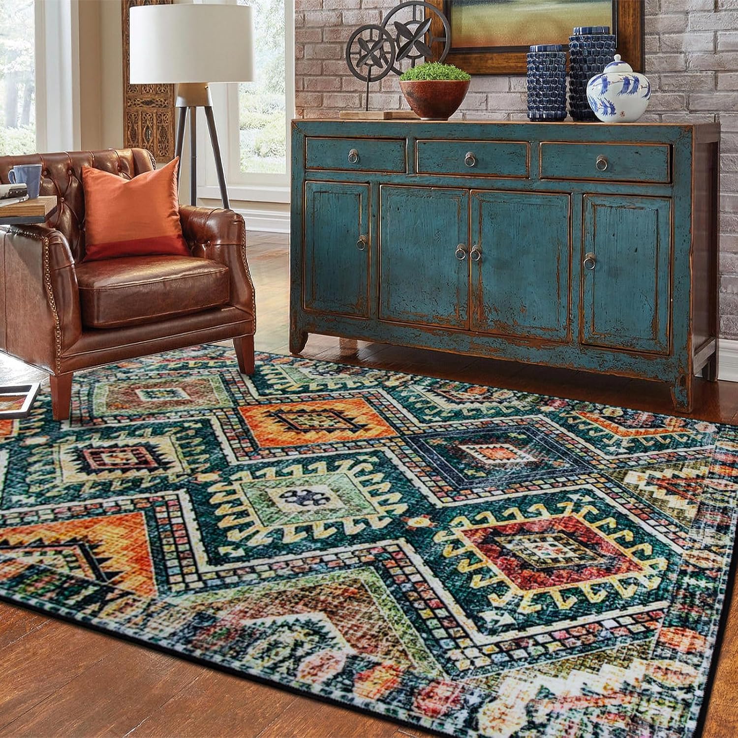 BowLift | Area Rug Tribal Polyester Washable Non Slip
