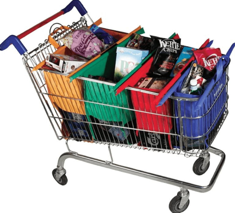 BowLift | EcoSmart Shopping Cart Trolley Bags (Set of 4) | Reusable Grocery Organiser System