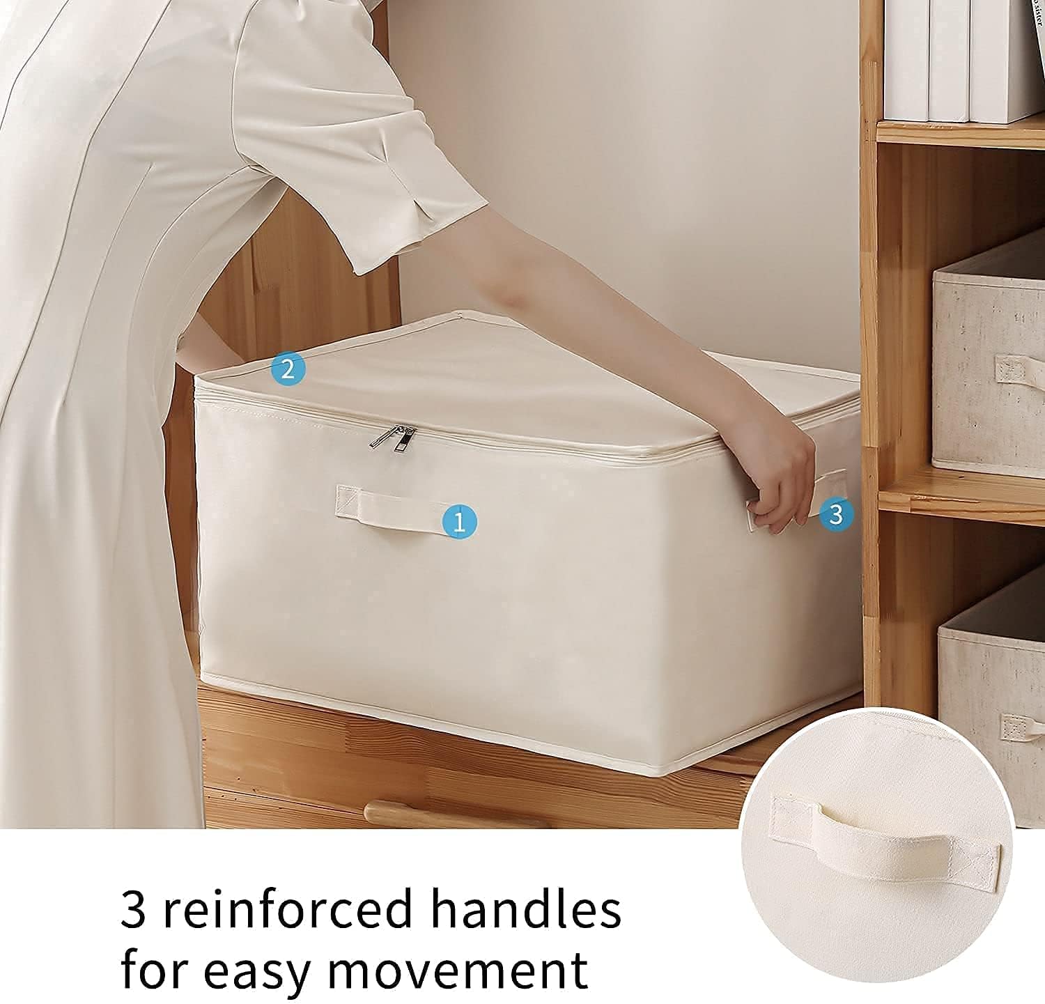 BowLift | Canvas Clothes Storage Organiser Set – Dual Zipper Bag with Handles & Window