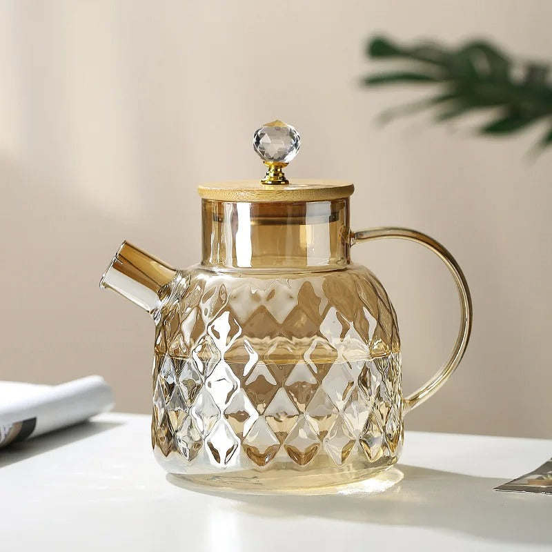 BowLift | Classic Crystal Teapot | Glass & Wood