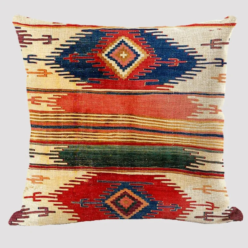 BowLift | BohoLoom Multicolored Linen Pillowcase | Boho-Chic Design | Decor for Living Room & Bedroom