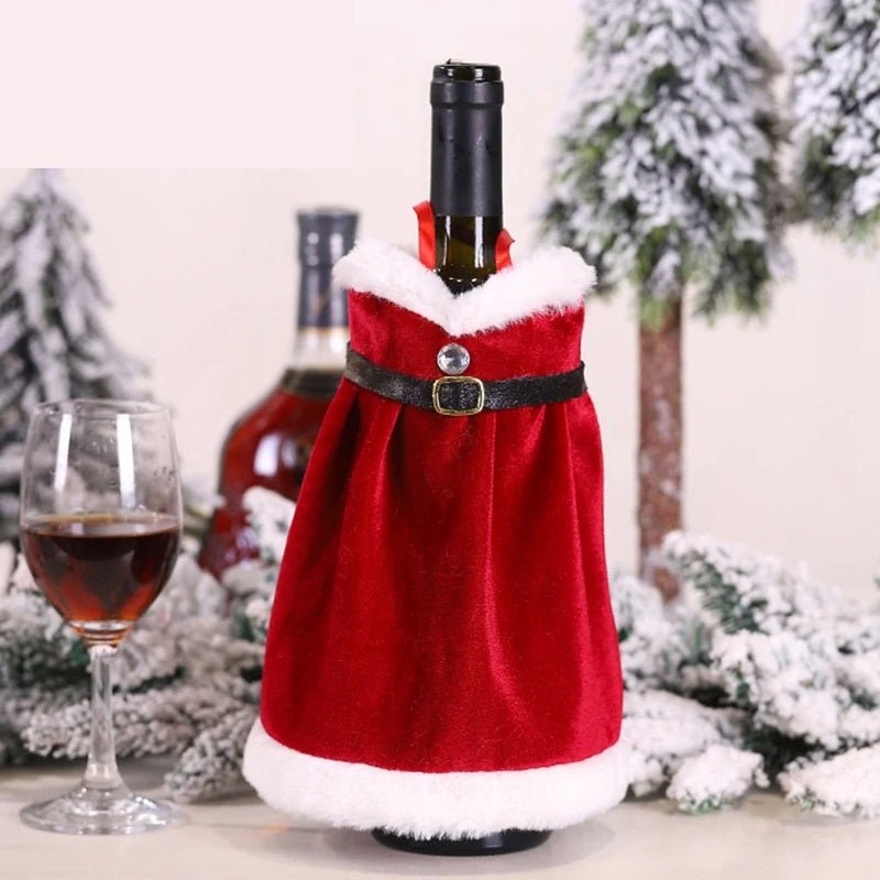 BowLift | Velvet Christmas Wine Bottle Covers – Stylish Dress Set for Festive Table Décor & Perfect Holiday Gifts