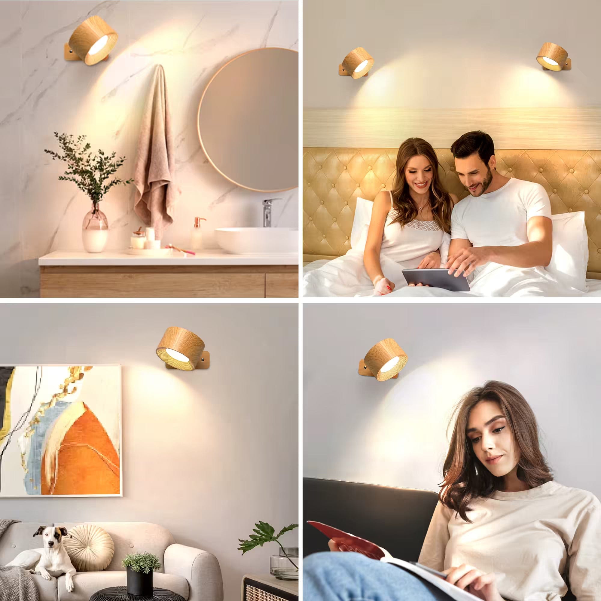 BowLift | Battery Operated Wall Light | Rechargeable, 360° Adjustable & Wireless for Bedrooms, Hallways & Reading Corners