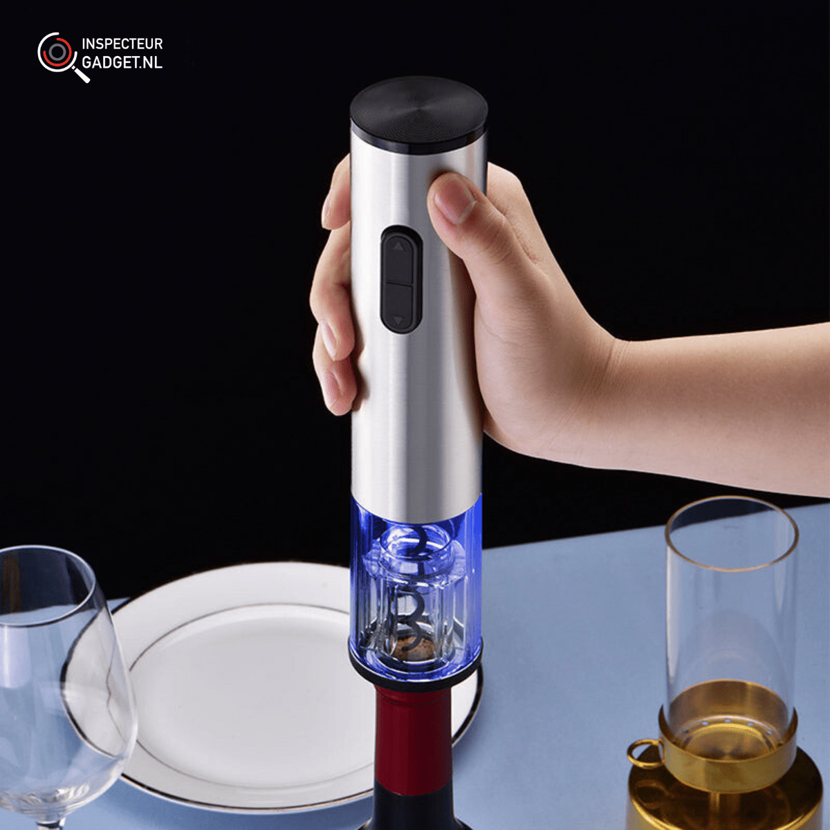 BowLift | Vinolux 4-in-1 Electric Wine Opener Set – Corkscrew, Foil Cutter, Aerator & Vacuum Stopper