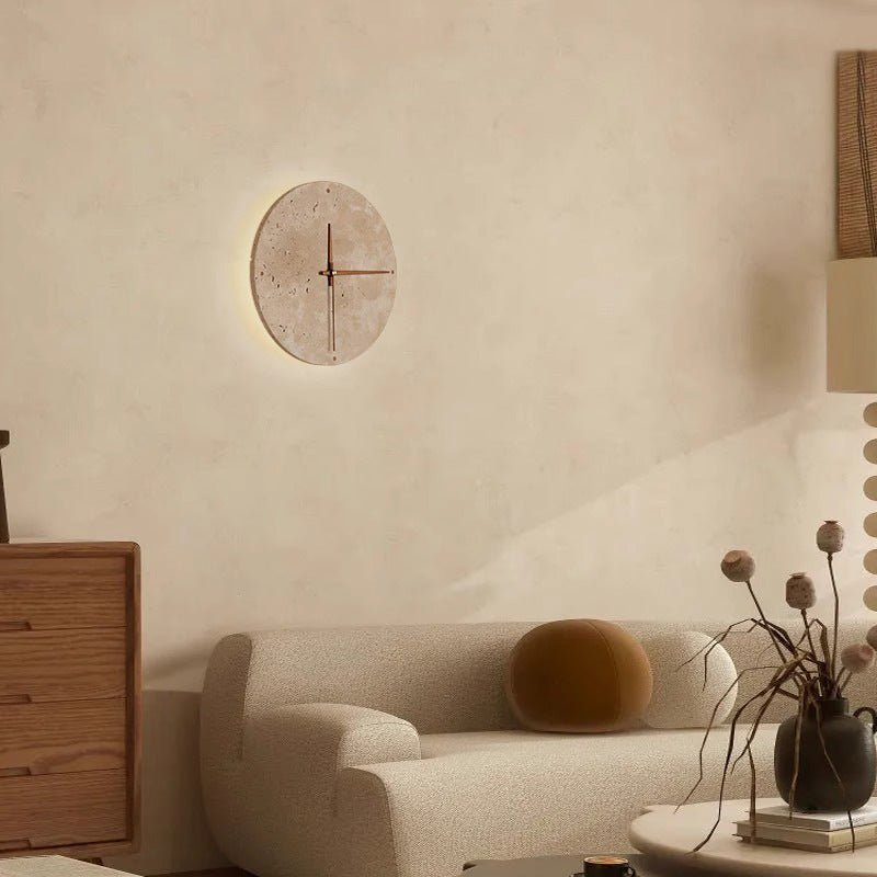 BowLift | Awaken your space with the Wabi-sabi wall clock made of travertine